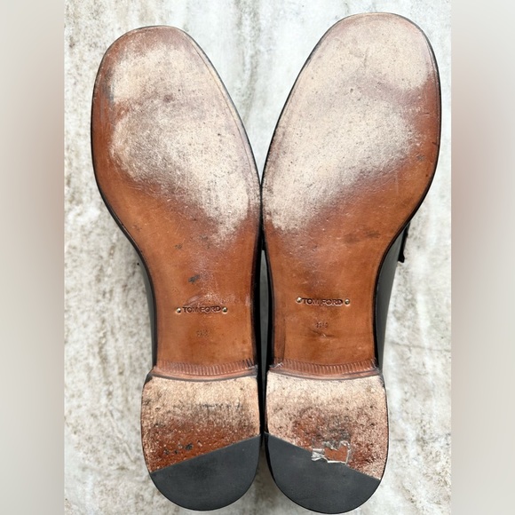 TOM FORD York Chain Black Smooth Leather Loafers US 11.5 Italy $1600 Horsebit - Picture 8 of 8
